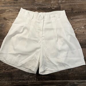 Stylish White Pleated Shorts